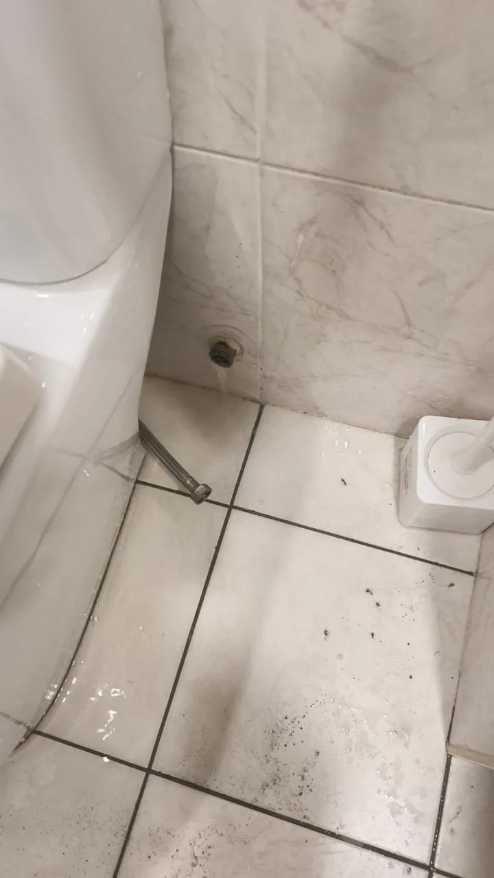 Bathroom floor drain area prepared for repair