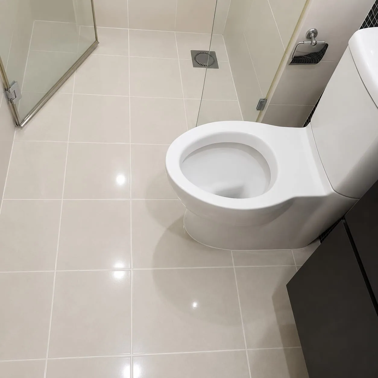 Completed modern toilet installation in a tiled bathroom