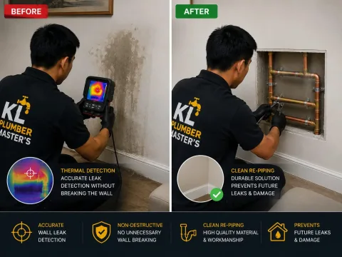 Pengesanan Kebocoran Dinding & Paip Semula