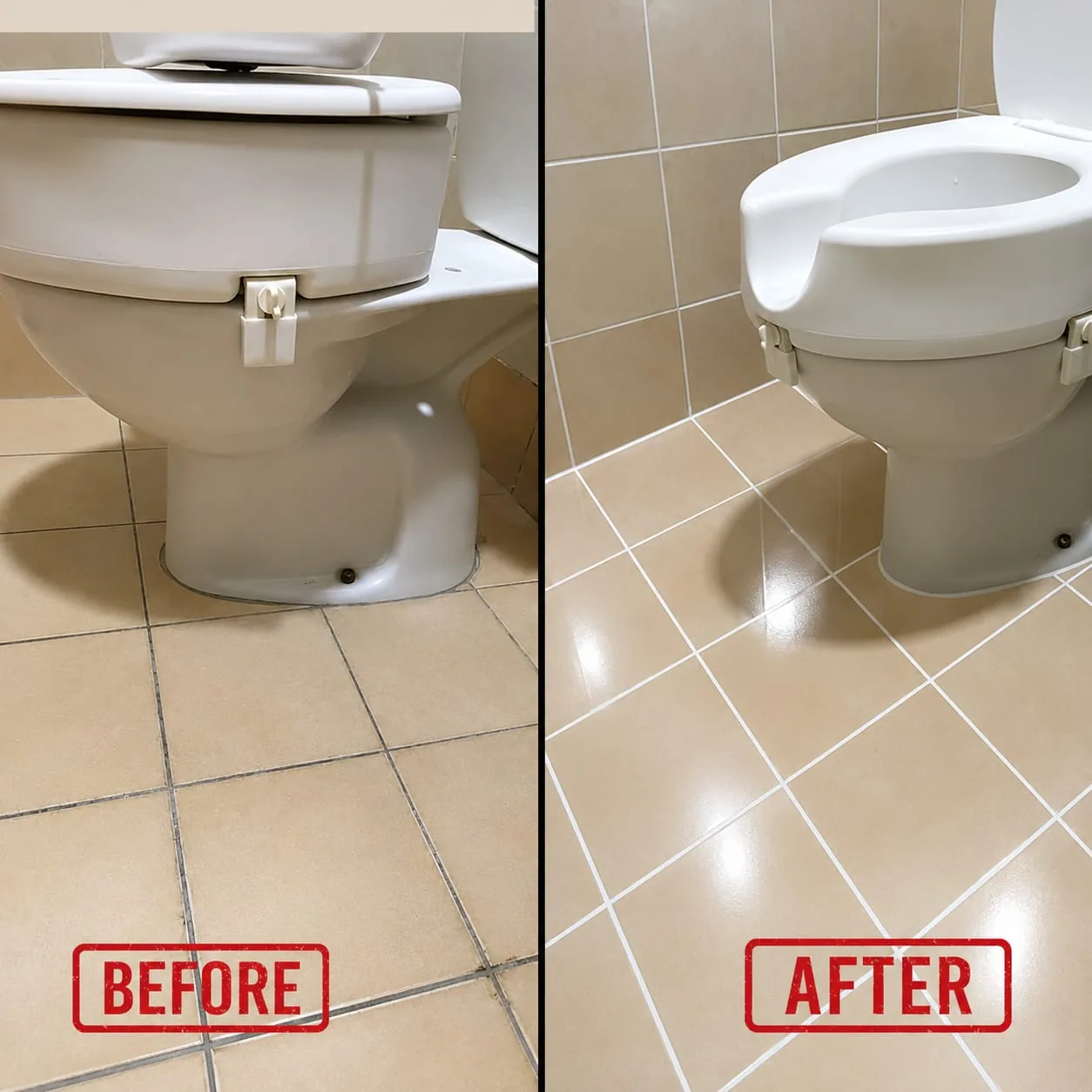 Before-and-after comparison of a toilet replacement